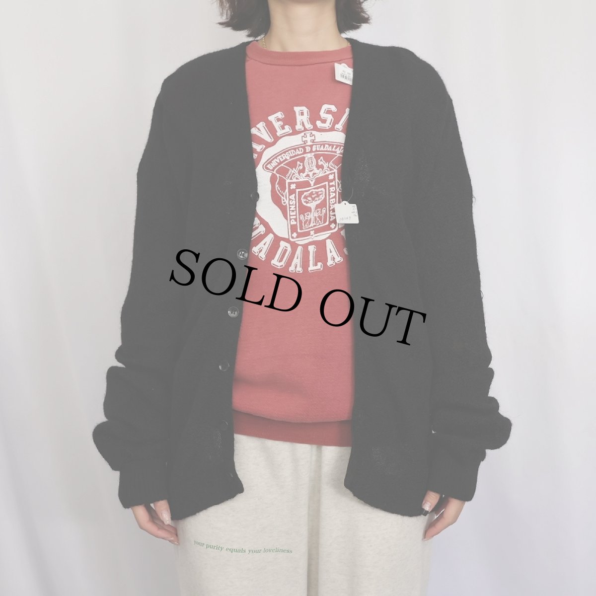 画像2: 60's Aldo Romano アルパカニットカーディガン BLACK (2)