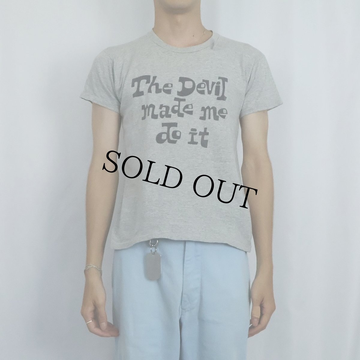 画像2: 60's ARTEX "The Devil Made Me Do It" ジョークプリントTシャツ M (2)