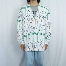 画像2: 90's MICHIGAN RAG CO. USA製 ゴルフ柄 スウェットカーディガン L/XL (2)
