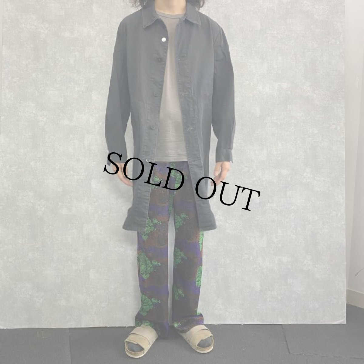 画像2: EURO ブラックヘリンボーンツイル ワークコート (2)