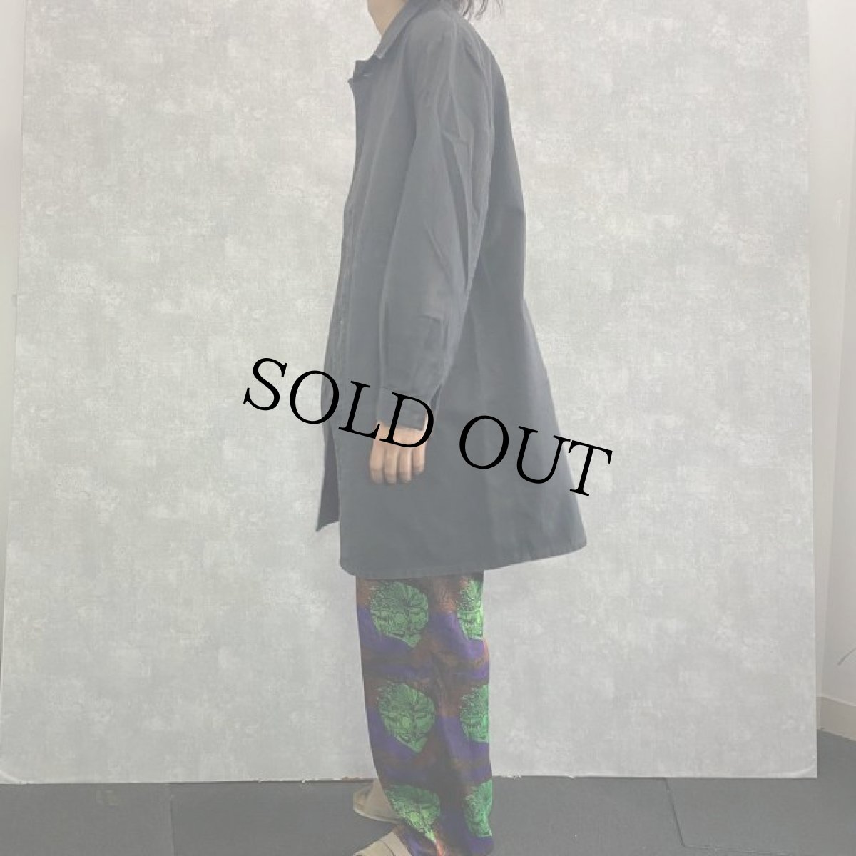 画像3: EURO ブラックヘリンボーンツイル ワークコート (3)