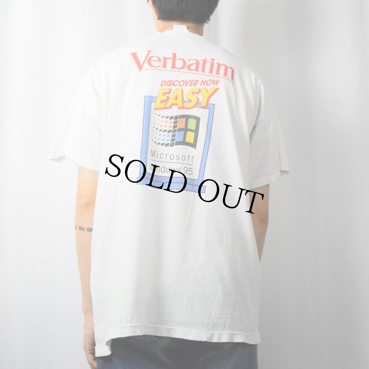画像3: 90's Verbatim "Microsoft Windows95" 記録メディアブランド プリントTシャツ XL (3)