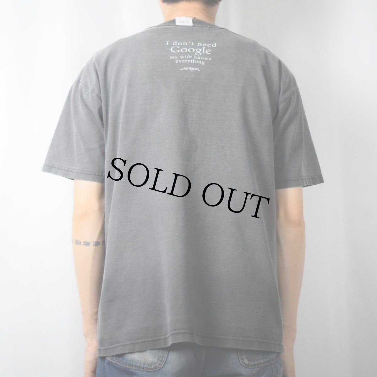 画像3: "I don't need Google my wife knows everything" ジョークプリントTシャツ XL (3)