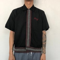 画像2: 60's King Louie Black Bowling Shirt M (2)