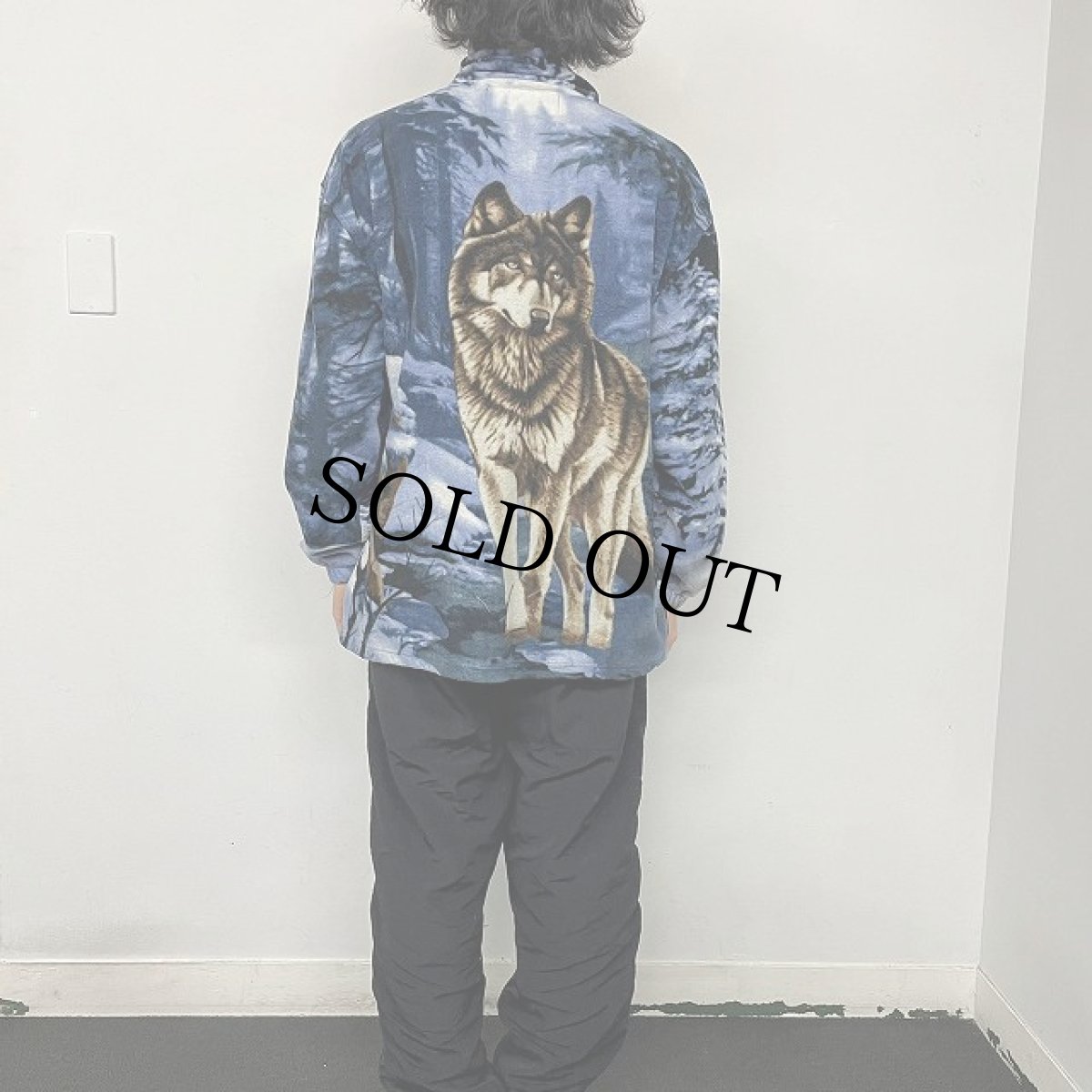 画像5: TRSIL CREST オオカミ柄 フリースジャケット XL (5)