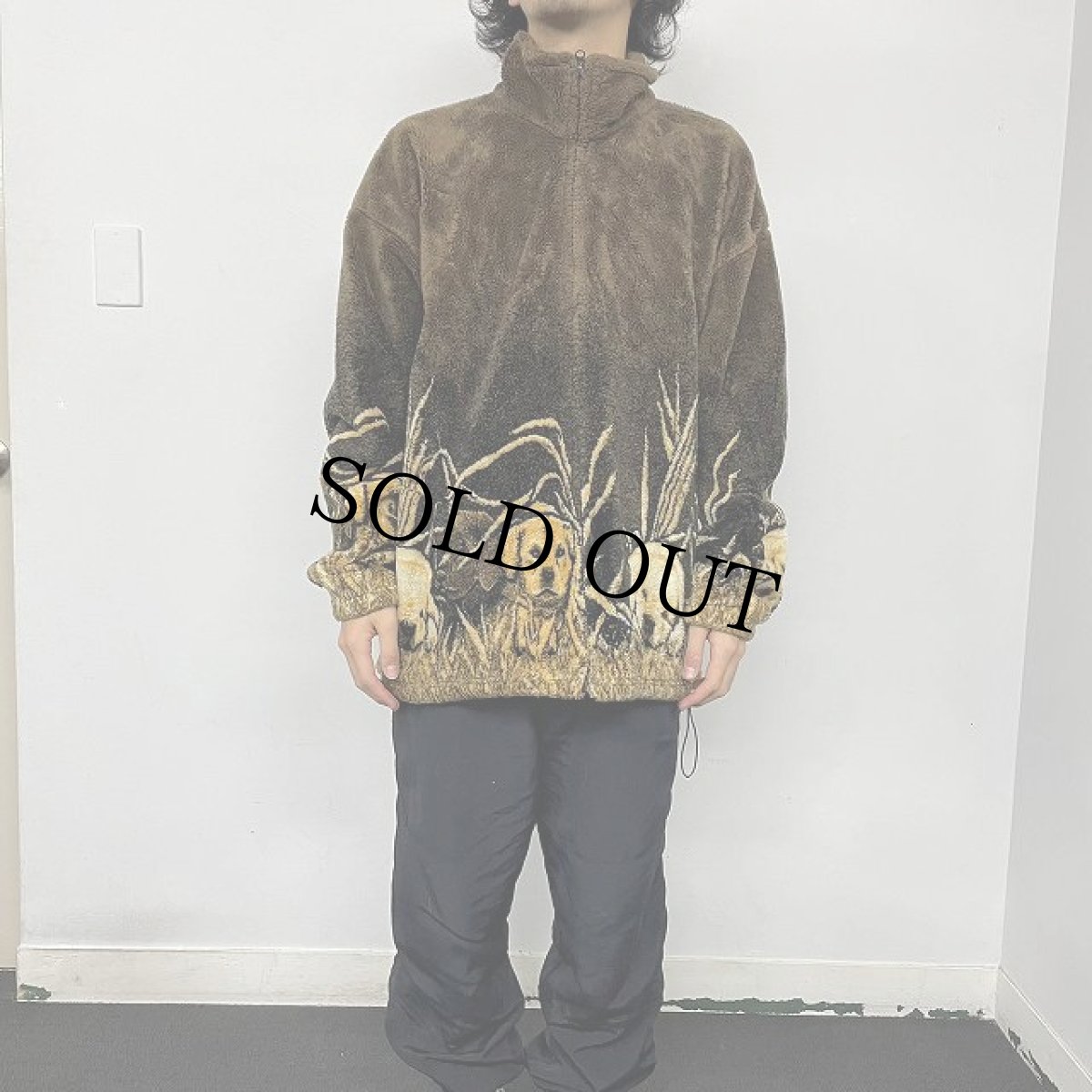 画像3: Cobblestone Canyon USA製 犬柄 フリースジャケット XL (3)