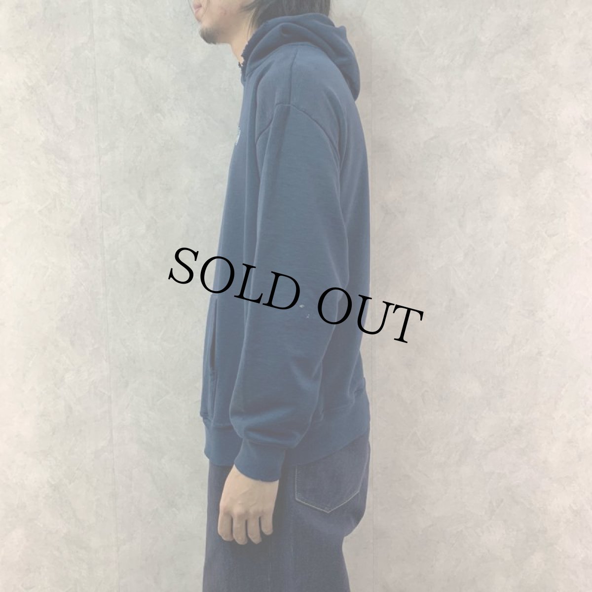 画像3: 90's ANTI HERO ロゴプリント スウェットフーディー NAVY L (3)