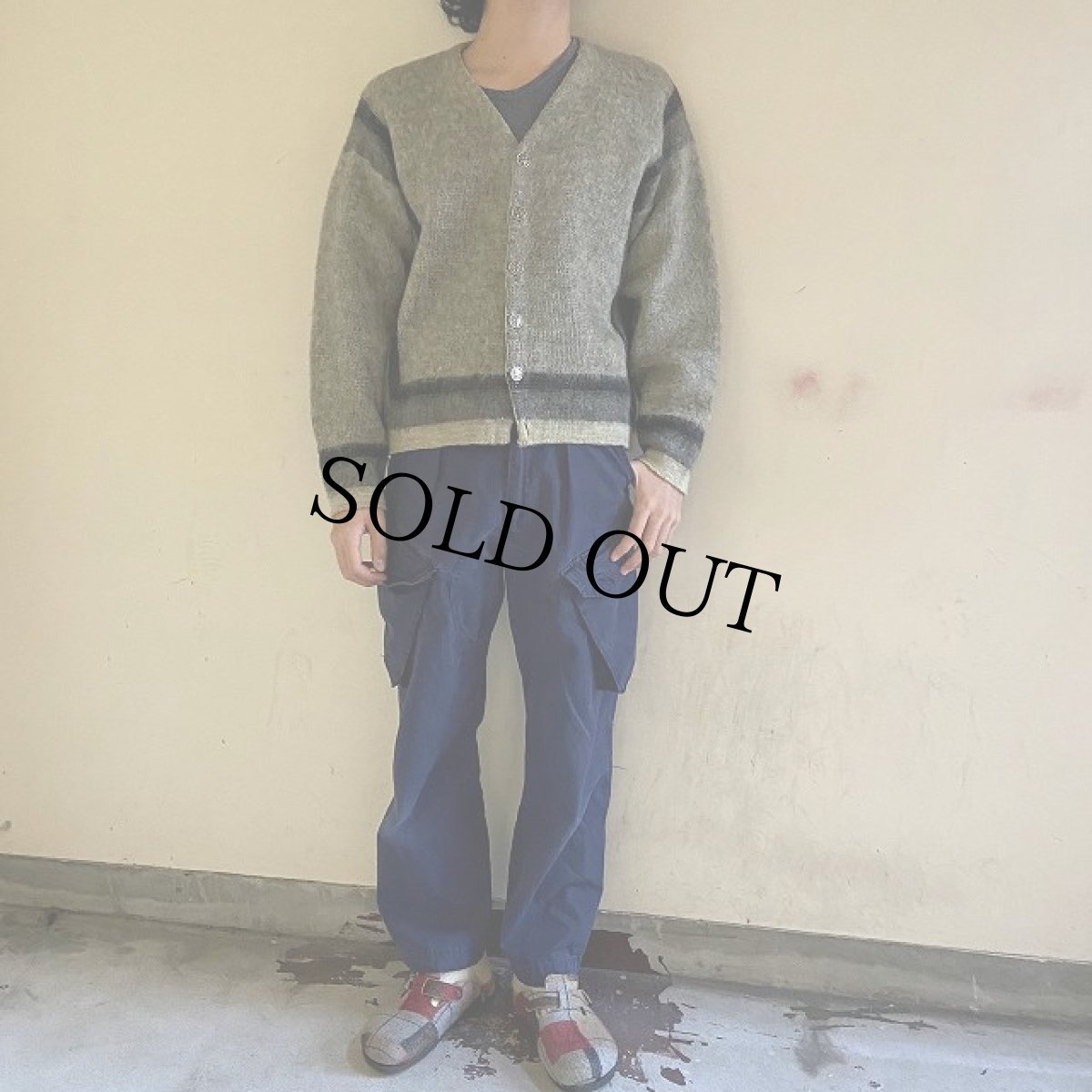 画像2: 60's〜 Jantzen CANADA製 ウール×モヘア ニットカーディガン L (2)