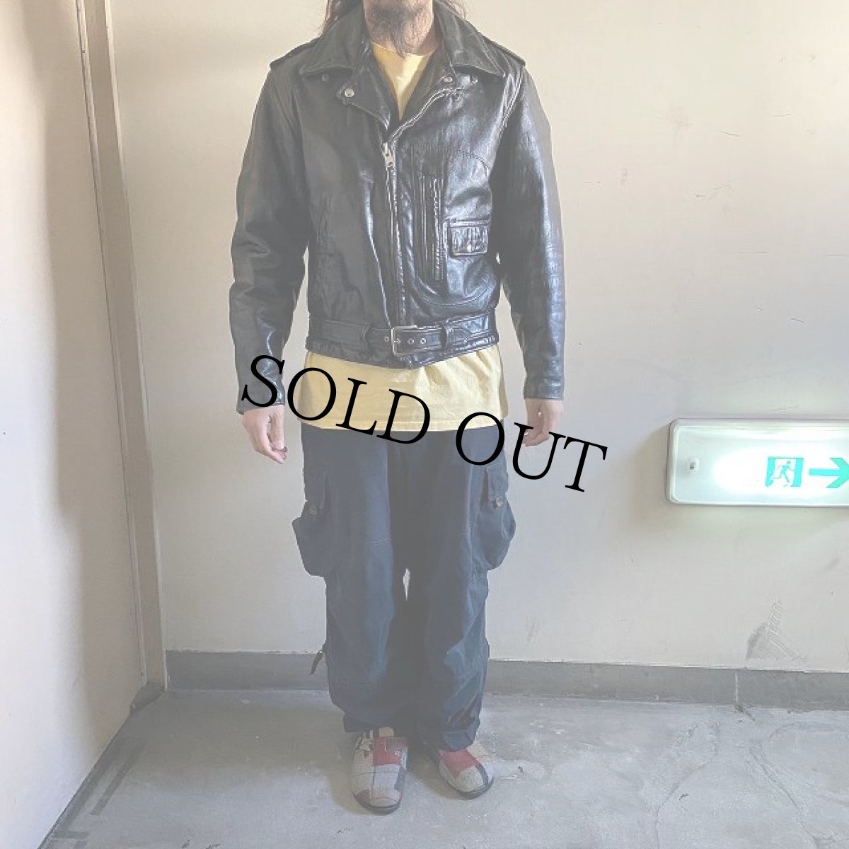 画像2: 70's Sears Dポケット レザーダブルライダースジャケット 38 (2)