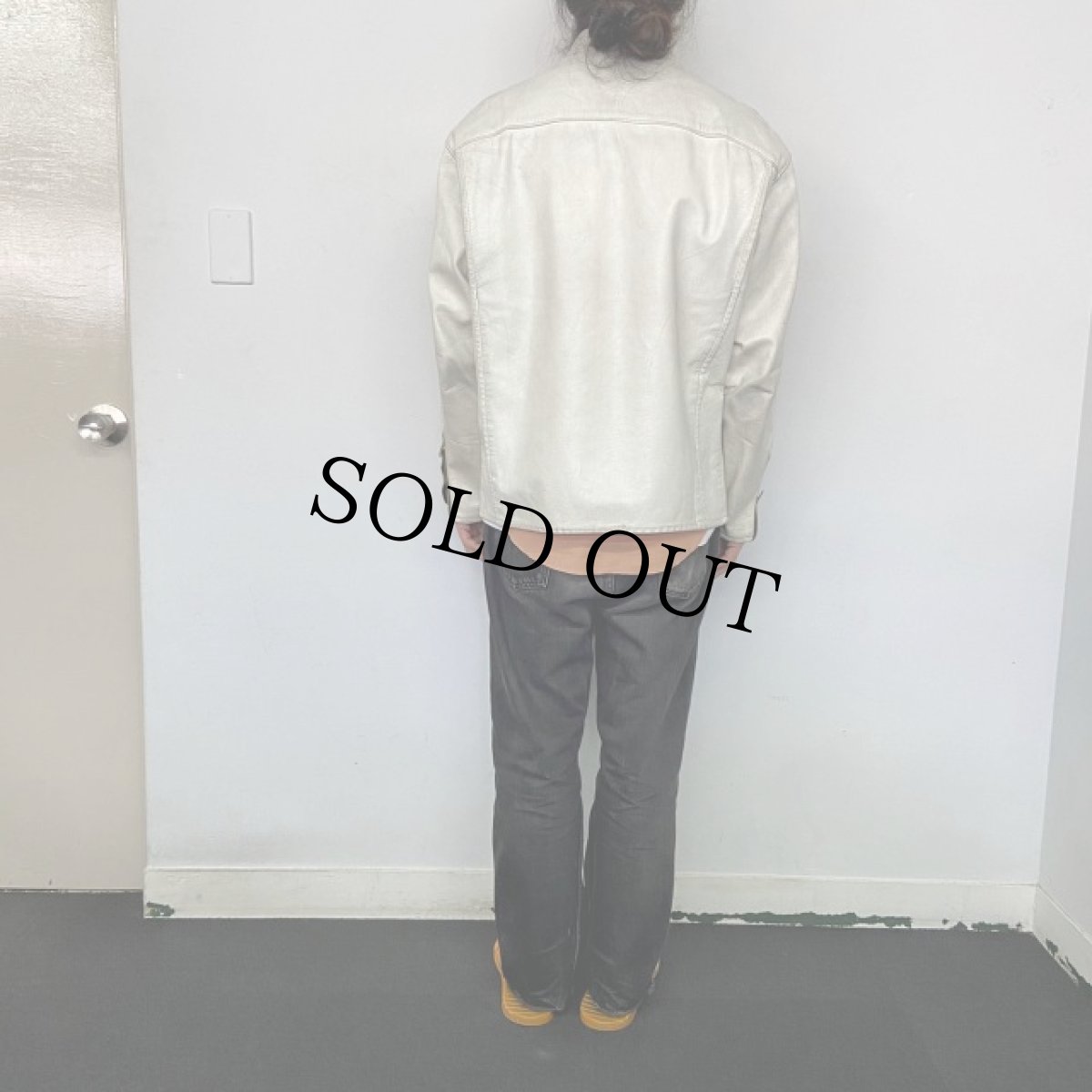 画像4: 60's〜 Lancer ホワイトレザー シングルライダースジャケット (4)