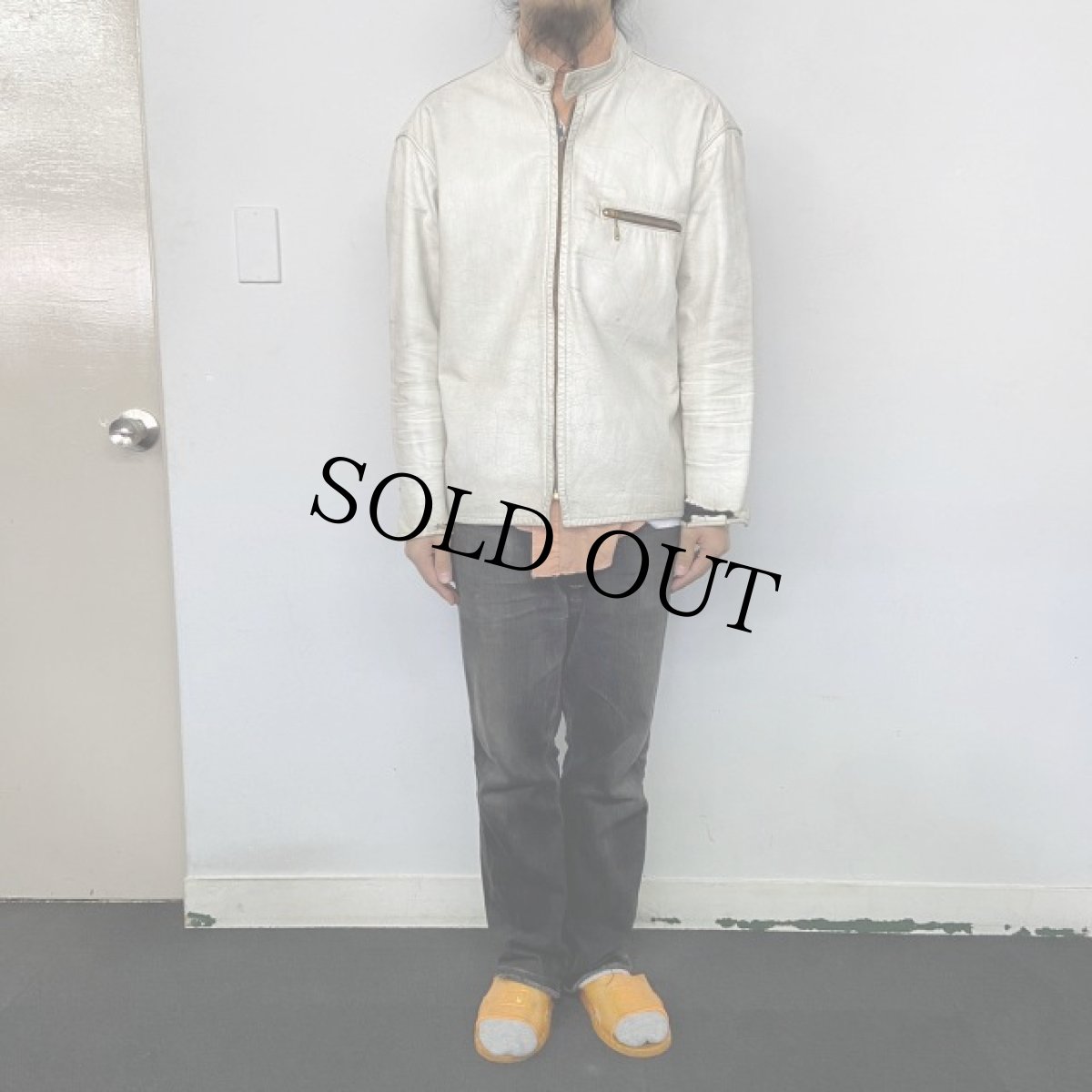 画像2: 60's〜 Lancer ホワイトレザー シングルライダースジャケット (2)