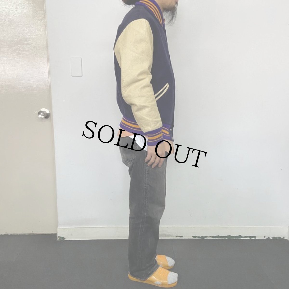 画像3: VINTAGE レザー×ウール スタジャン (3)