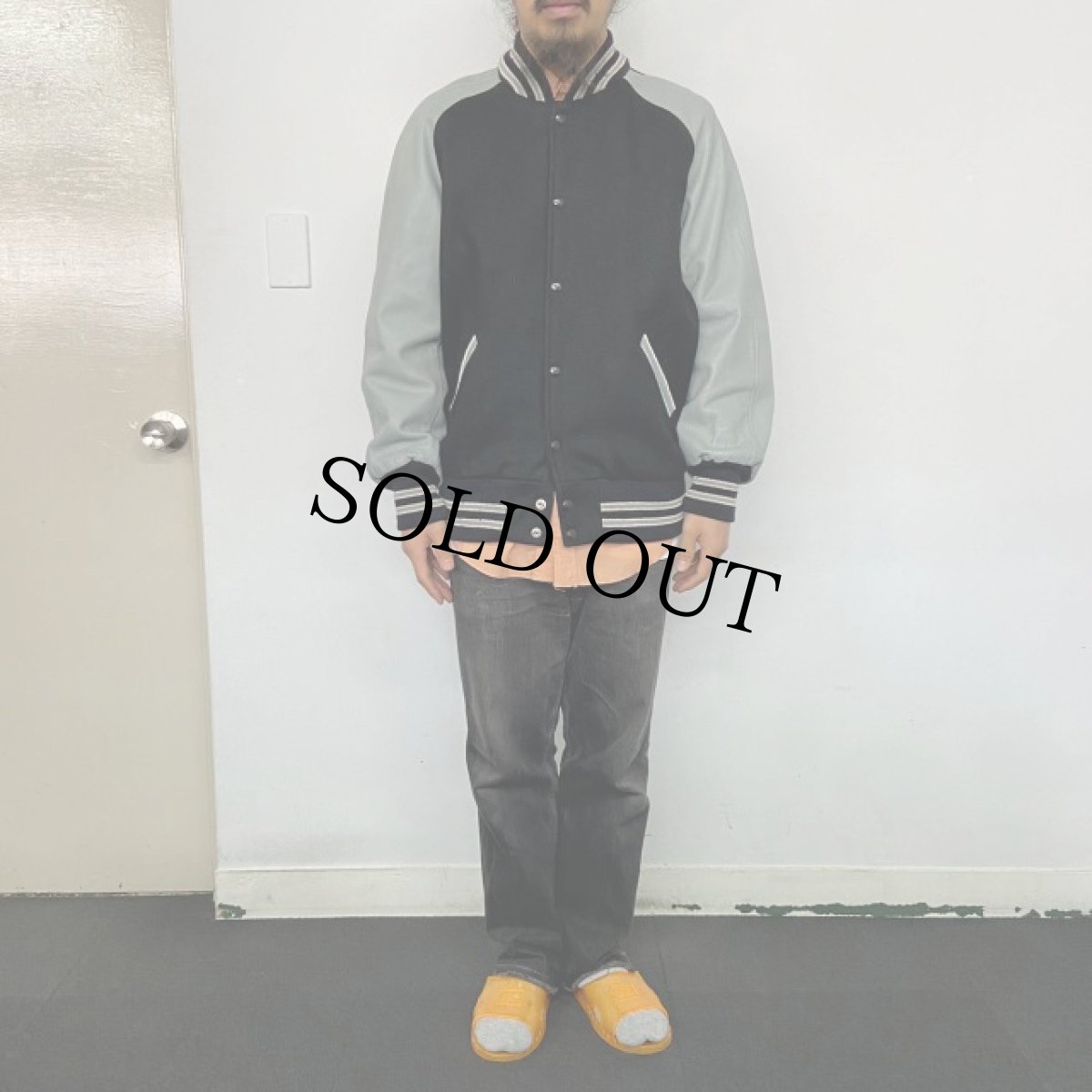 画像2: 60's〜 SKOOKUM レザー×ウール スタジャン 44 (2)