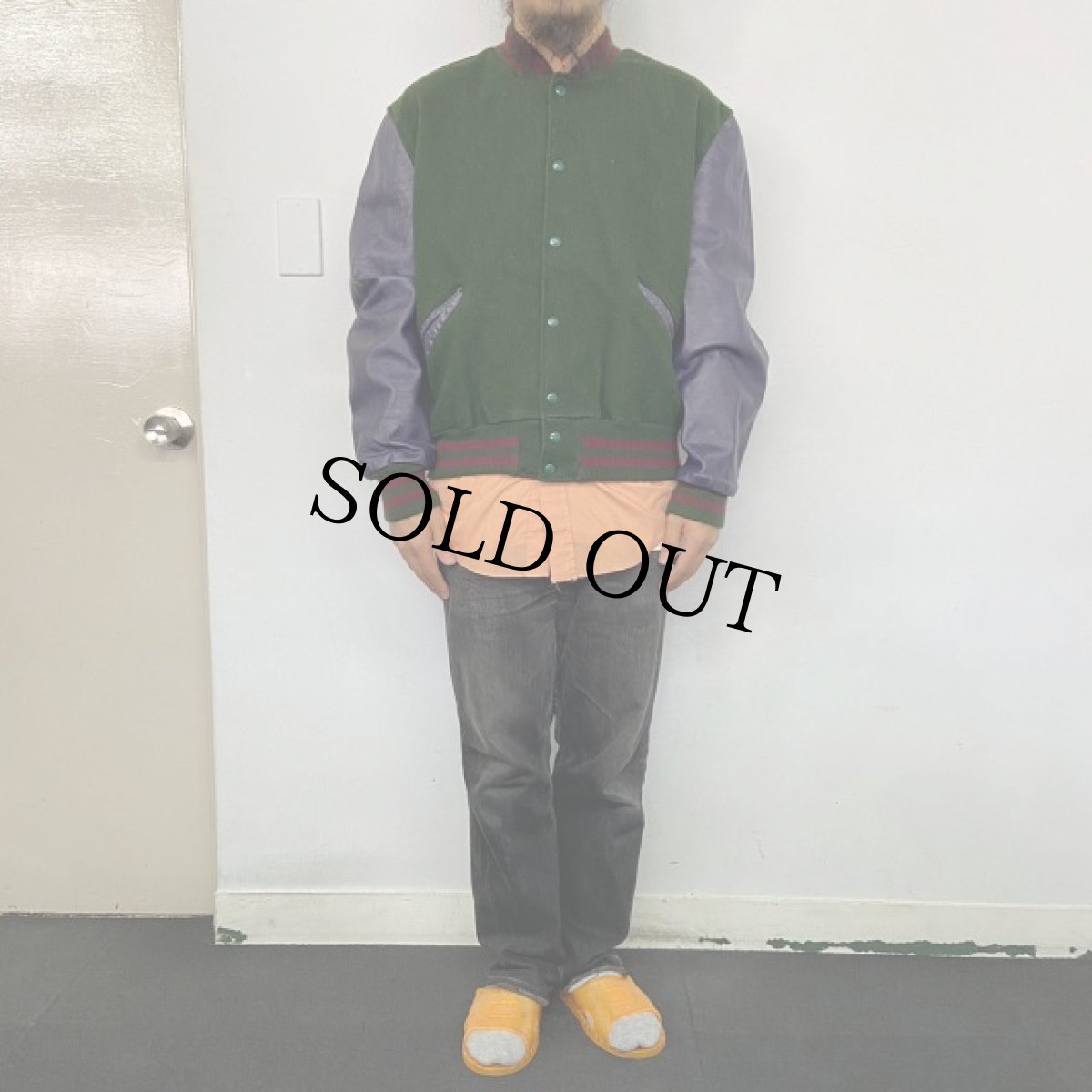 画像2: 80's〜 USA製 レザー×ウール スタジャン (2)