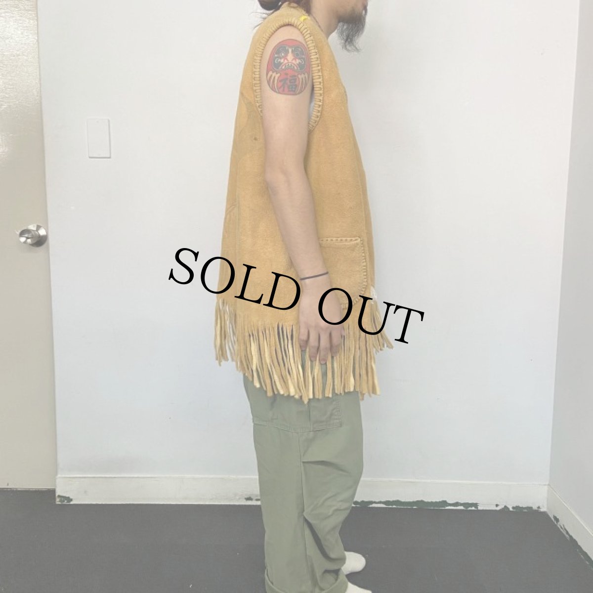 画像4: ラムバックスキン フリンジ リメイクベスト (4)