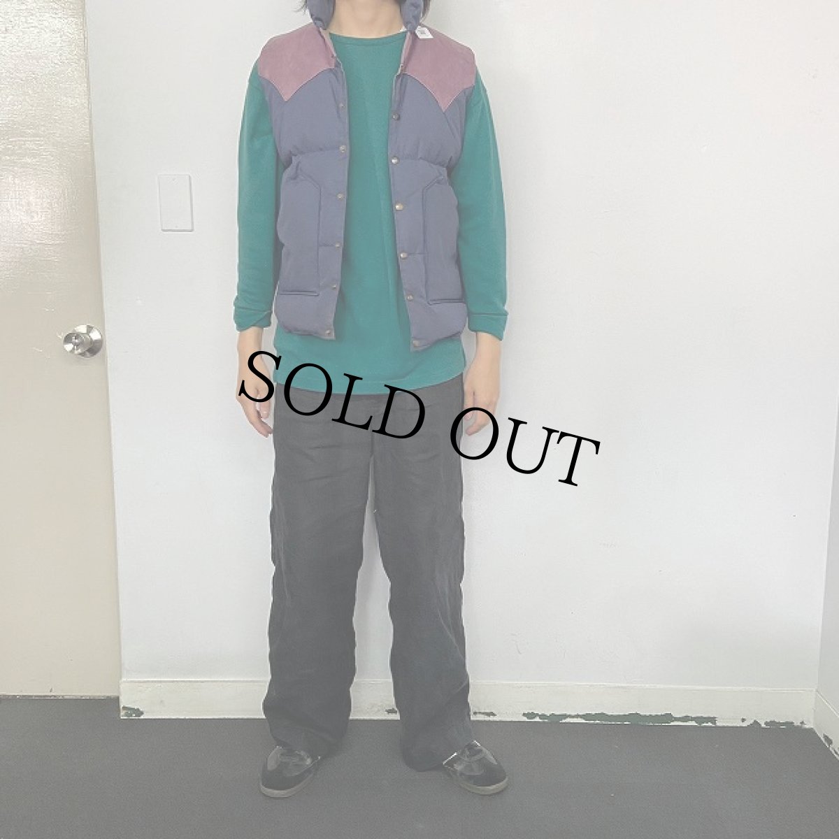 画像2: レザーヨーク切替 ダウンベスト (2)