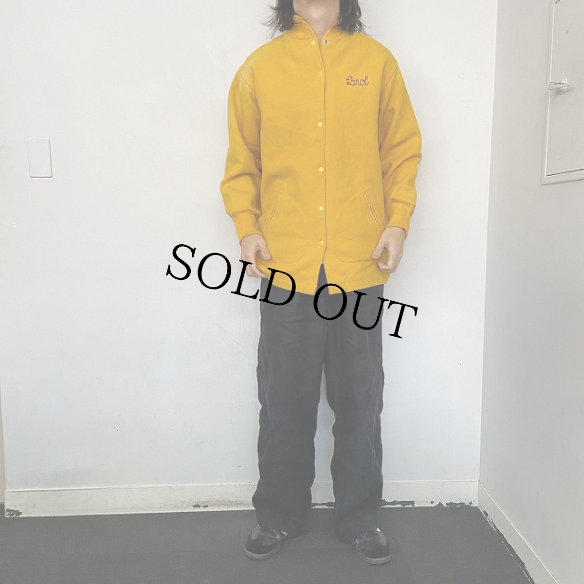 画像2: 70's USA製 チェーン刺繍 ウールスタジャン (2)