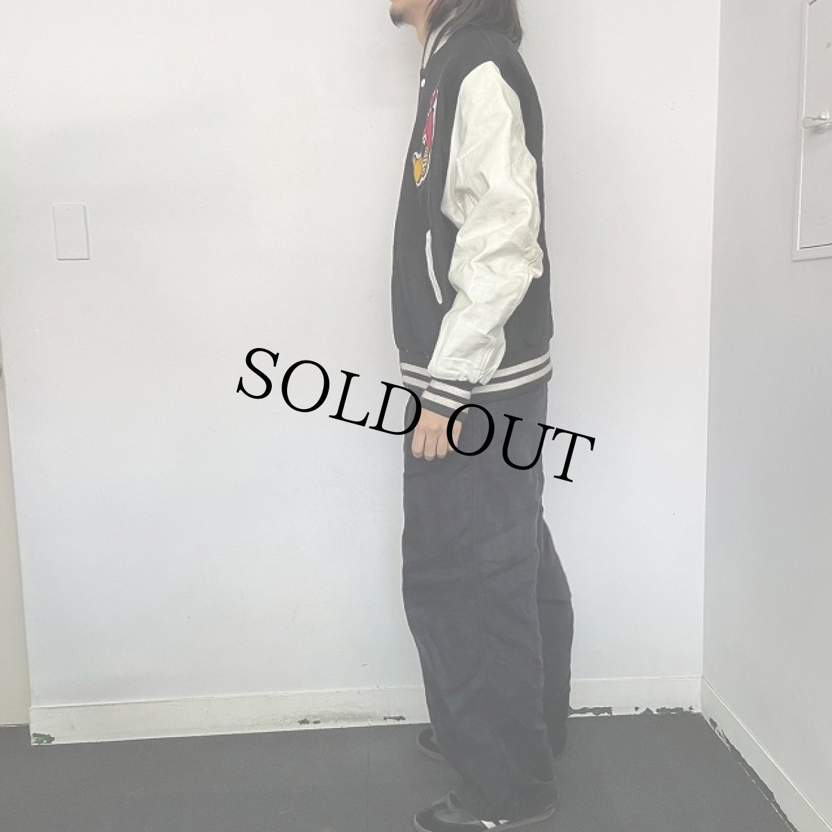 画像4: 80's Empire USA製 "LADY LUCK" ワッペン付き レザー×ウールスタジャン XL (4)