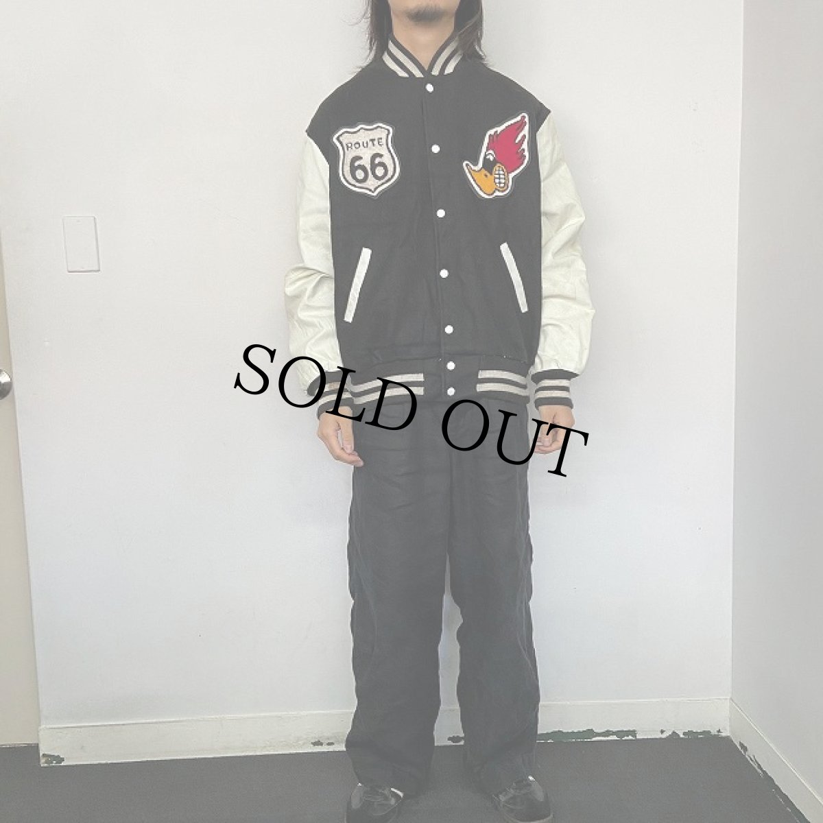 画像3: 80's Empire USA製 "LADY LUCK" ワッペン付き レザー×ウールスタジャン XL (3)