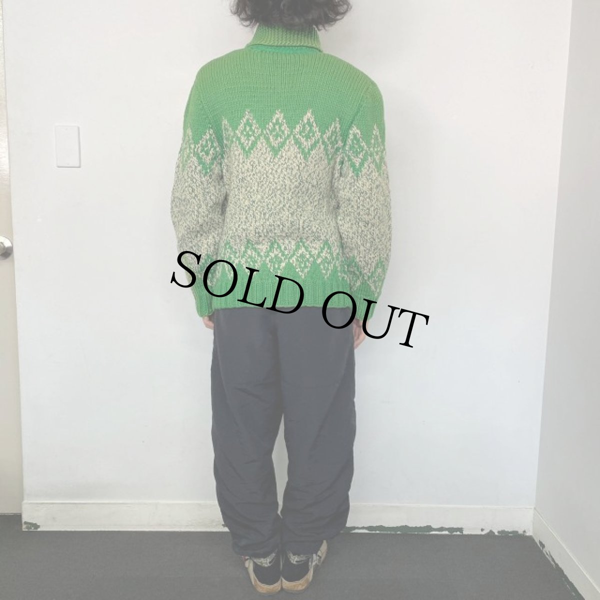 画像4: 60's〜70's ショールカラー カウチンニットカーディガン (4)