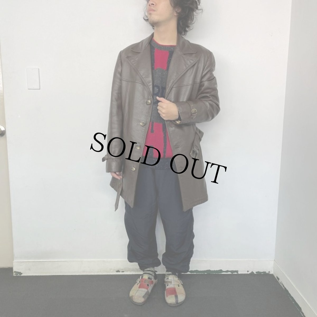 画像2: 80's〜 nordstrom ブラウンレザーコート (2)