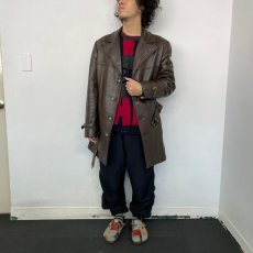 画像2: 80's〜 nordstrom ブラウンレザーコート (2)