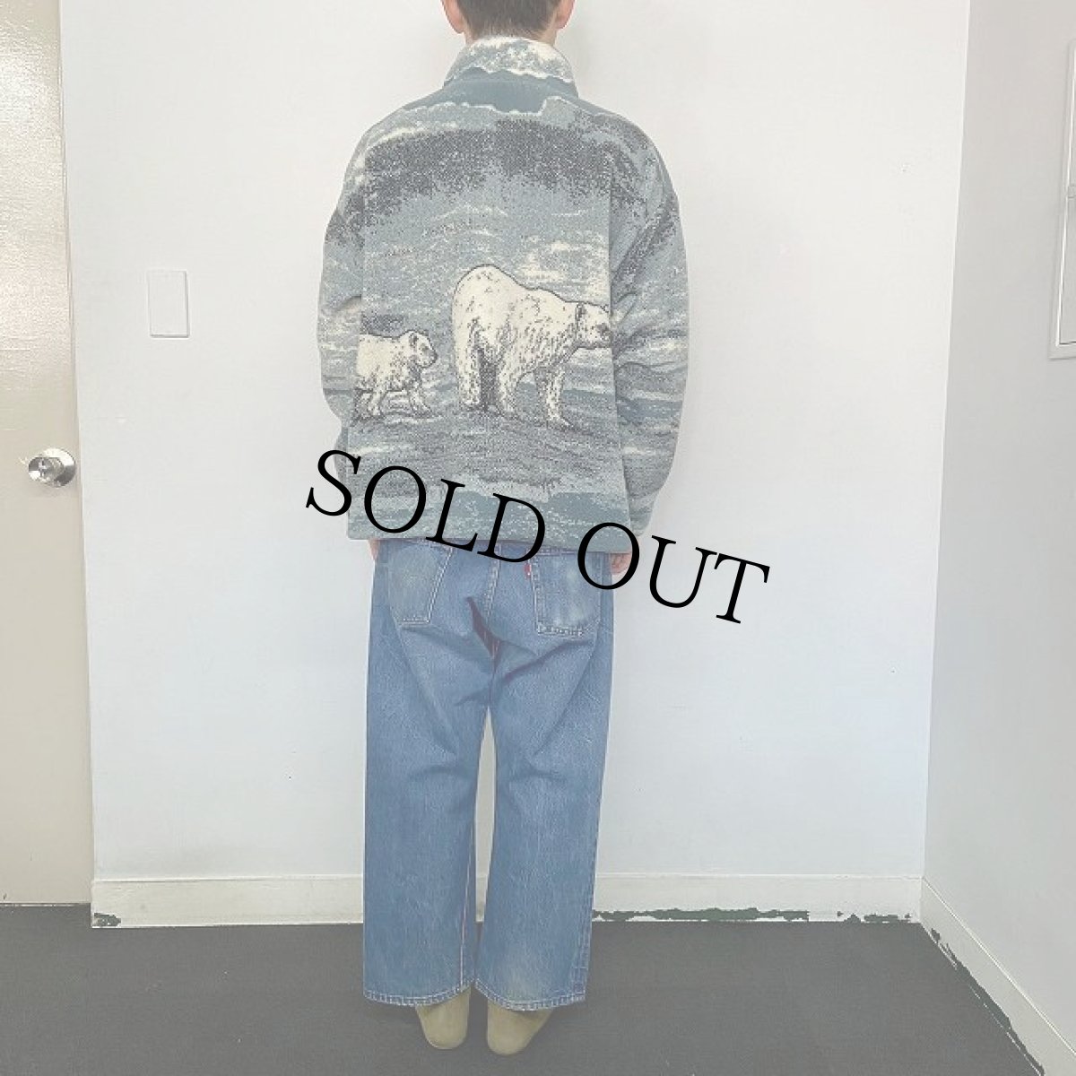 画像5: BLACK MOUNTAIN USA製 クマ柄 フリースジャケット L (5)