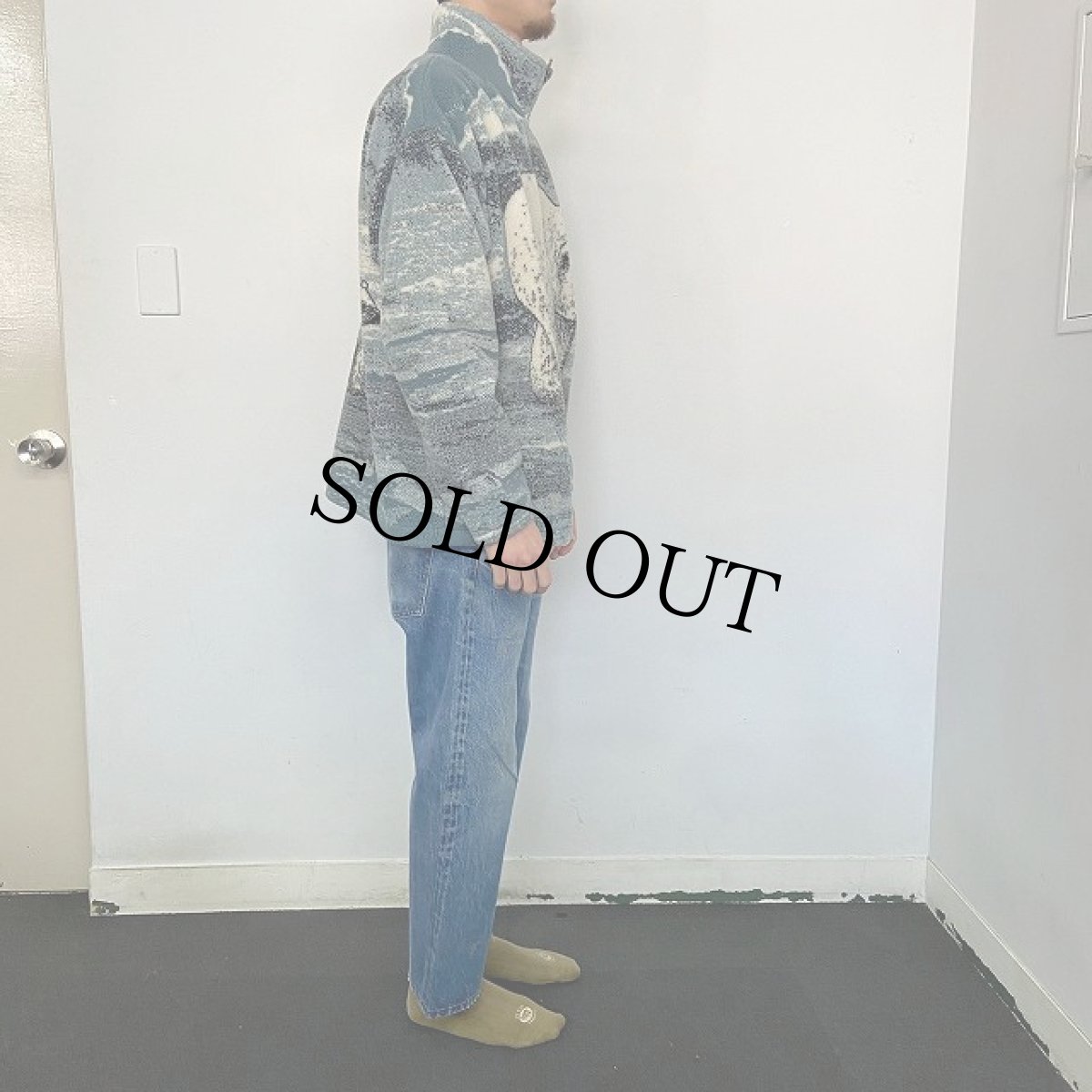 画像4: BLACK MOUNTAIN USA製 クマ柄 フリースジャケット L (4)