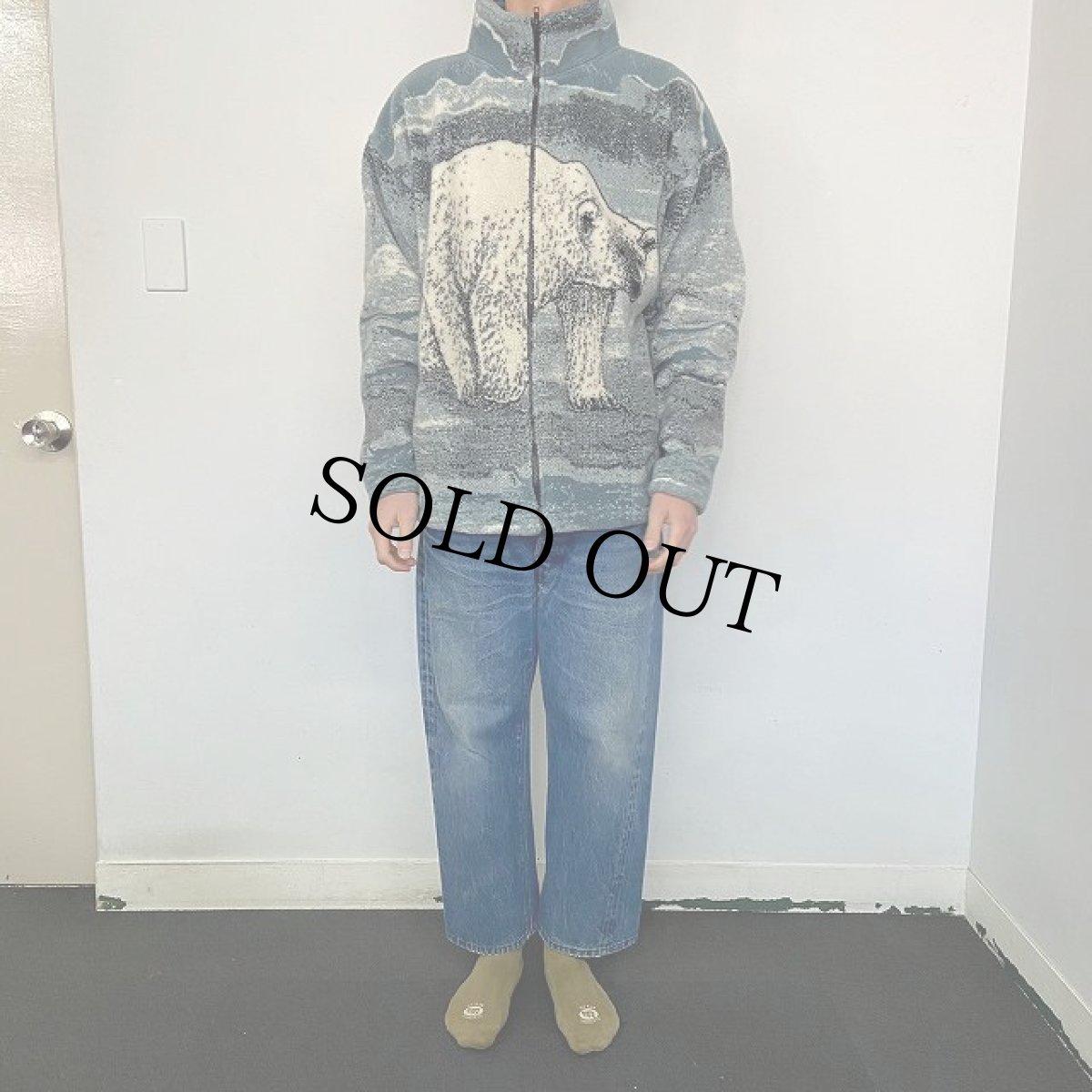 画像3: BLACK MOUNTAIN USA製 クマ柄 フリースジャケット L (3)