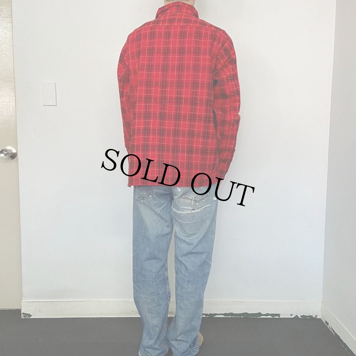 画像4: 50's〜 PERSONALITY チェック柄 オープンカラー プリントライトネルシャツ L (4)