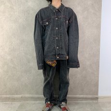 画像2: 80's〜90's GUESS USA製 ブラックデニムジャケット 4XL (2)