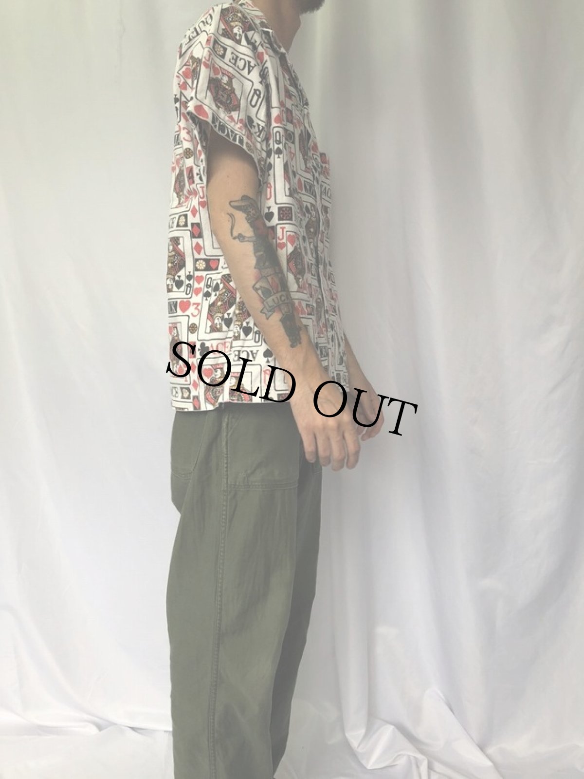 画像3: 60's トランプ柄 オープンカラーシャツ (3)