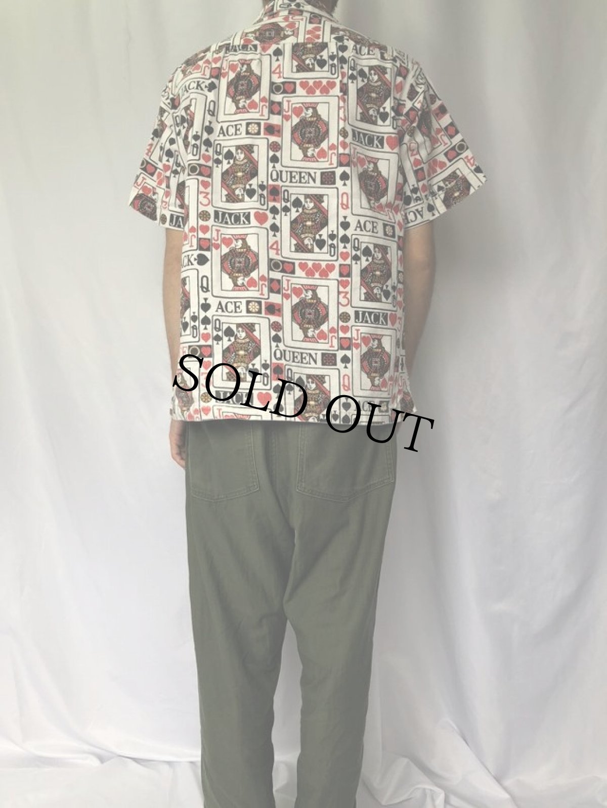 画像4: 60's トランプ柄 オープンカラーシャツ (4)