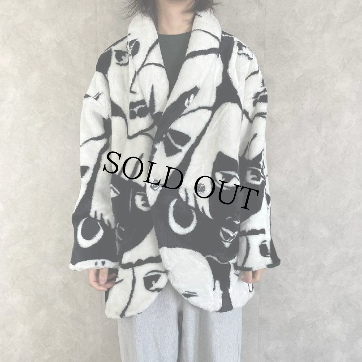 画像3: 80's〜90's DONNYBROOK USA製 フェイス柄 ダブルブレスト フェイクファーコート (3)