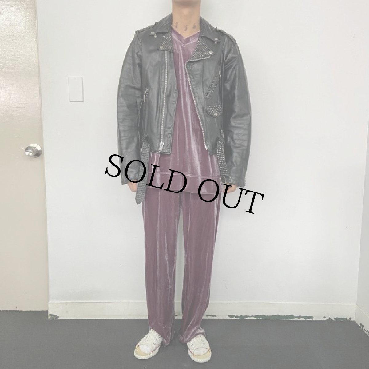 画像3: 70's Sears The Leather Shop USA製 スタッズカスタム ダブルライダースジャケット 42 (3)