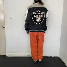 画像5: 90's JEFF HAMILTON "RAIDERS" USA製 コットン×レザージャケット L (5)