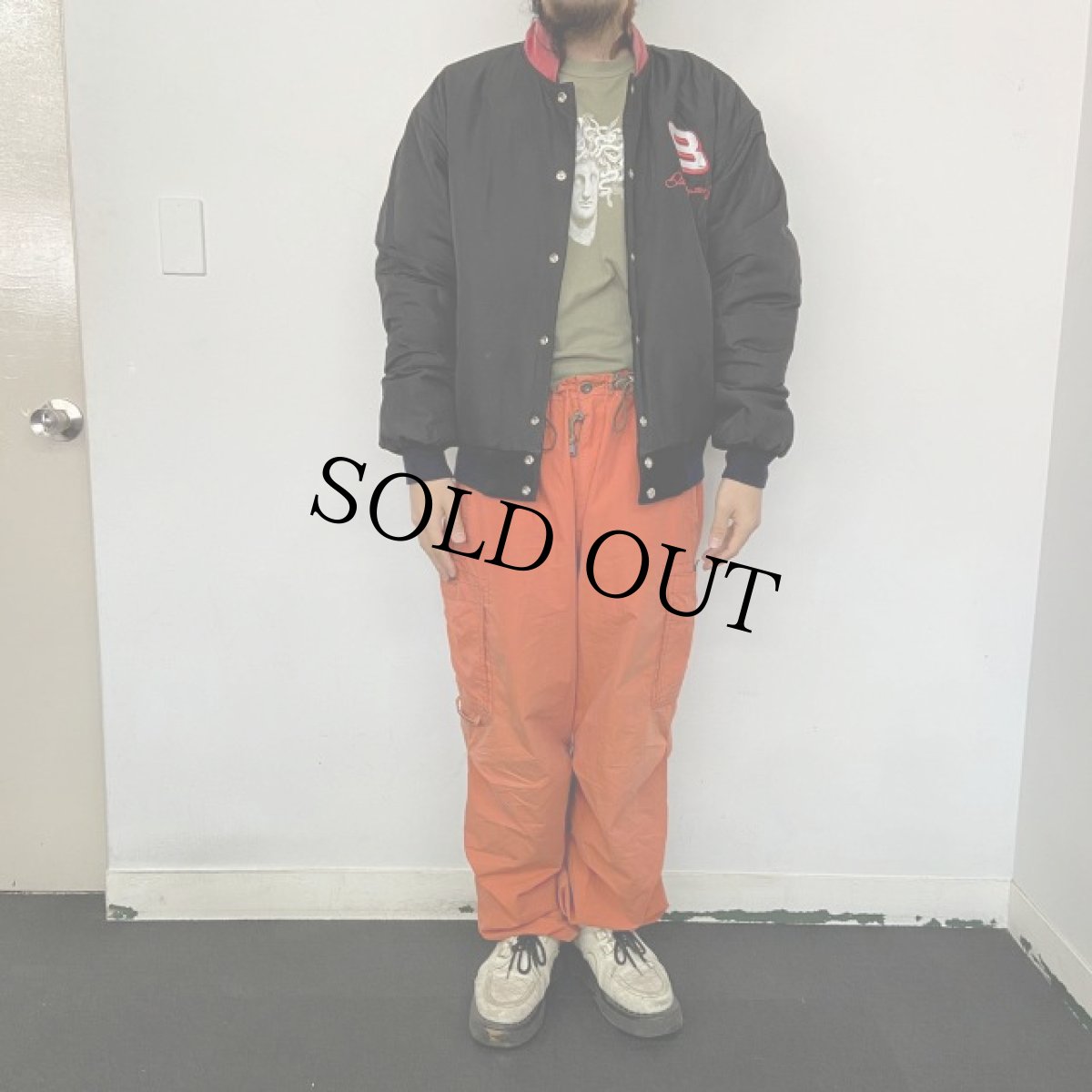 画像7: 90's JEFF HAMILTON "Budweiser" レザー切り替え リバーシブルレーシングジャケット M (7)