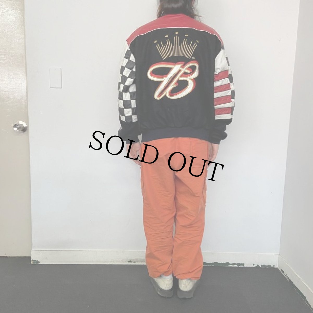 画像6: 90's JEFF HAMILTON "Budweiser" レザー切り替え リバーシブルレーシングジャケット M (6)