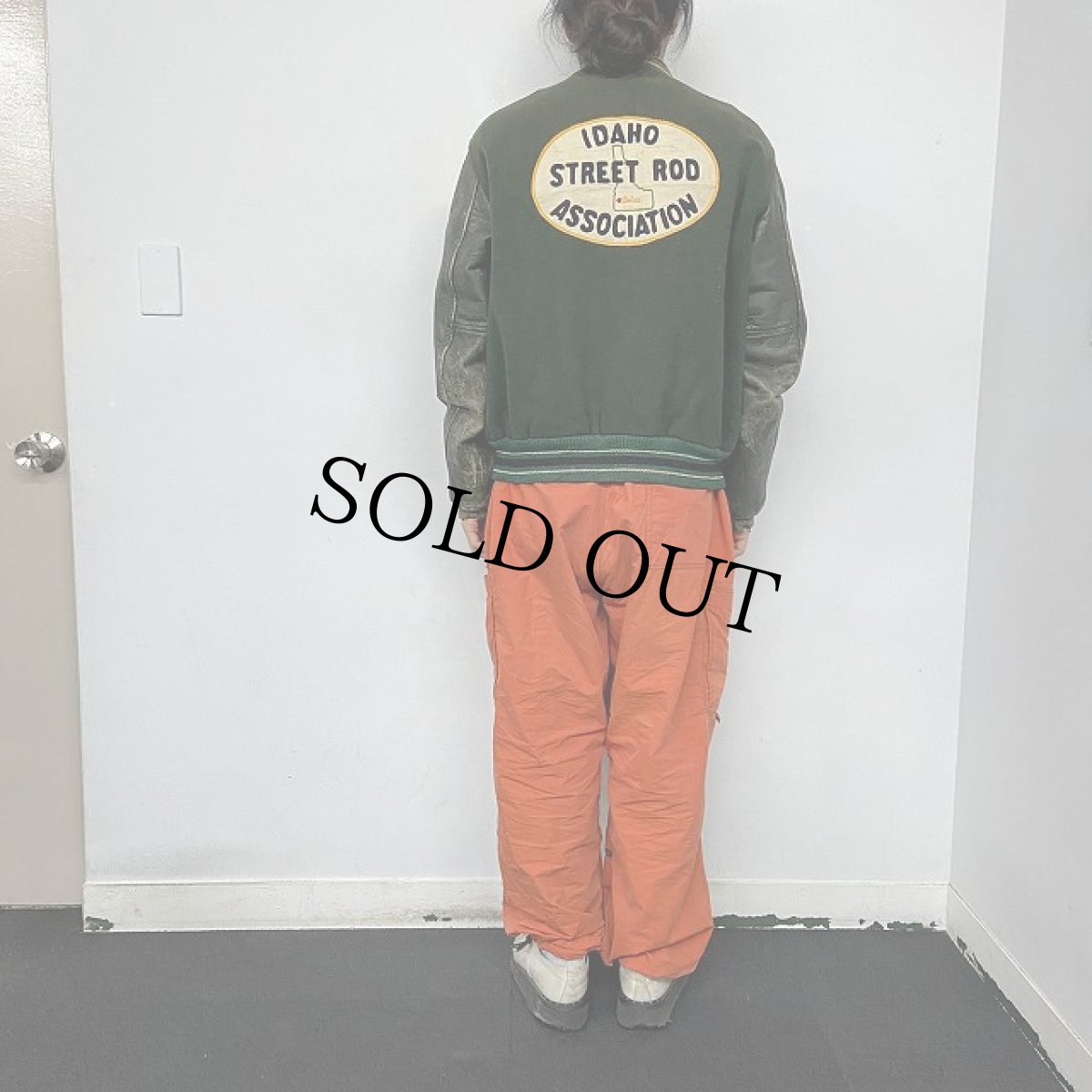 画像5: 〜70's "IDAHO STREET ROD ASSOCIATION " レザー×ウール バーシティジャケット (5)