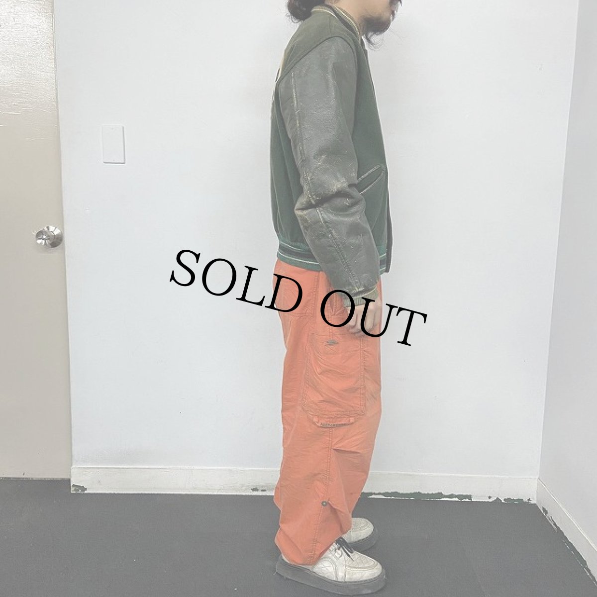 画像4: 〜70's "IDAHO STREET ROD ASSOCIATION " レザー×ウール バーシティジャケット (4)