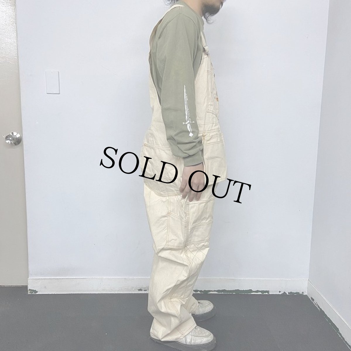 画像3: 50's Can't Bust 'Em エプロン付きダブルニー生成りオーバーオール DEADSTOCK (3)