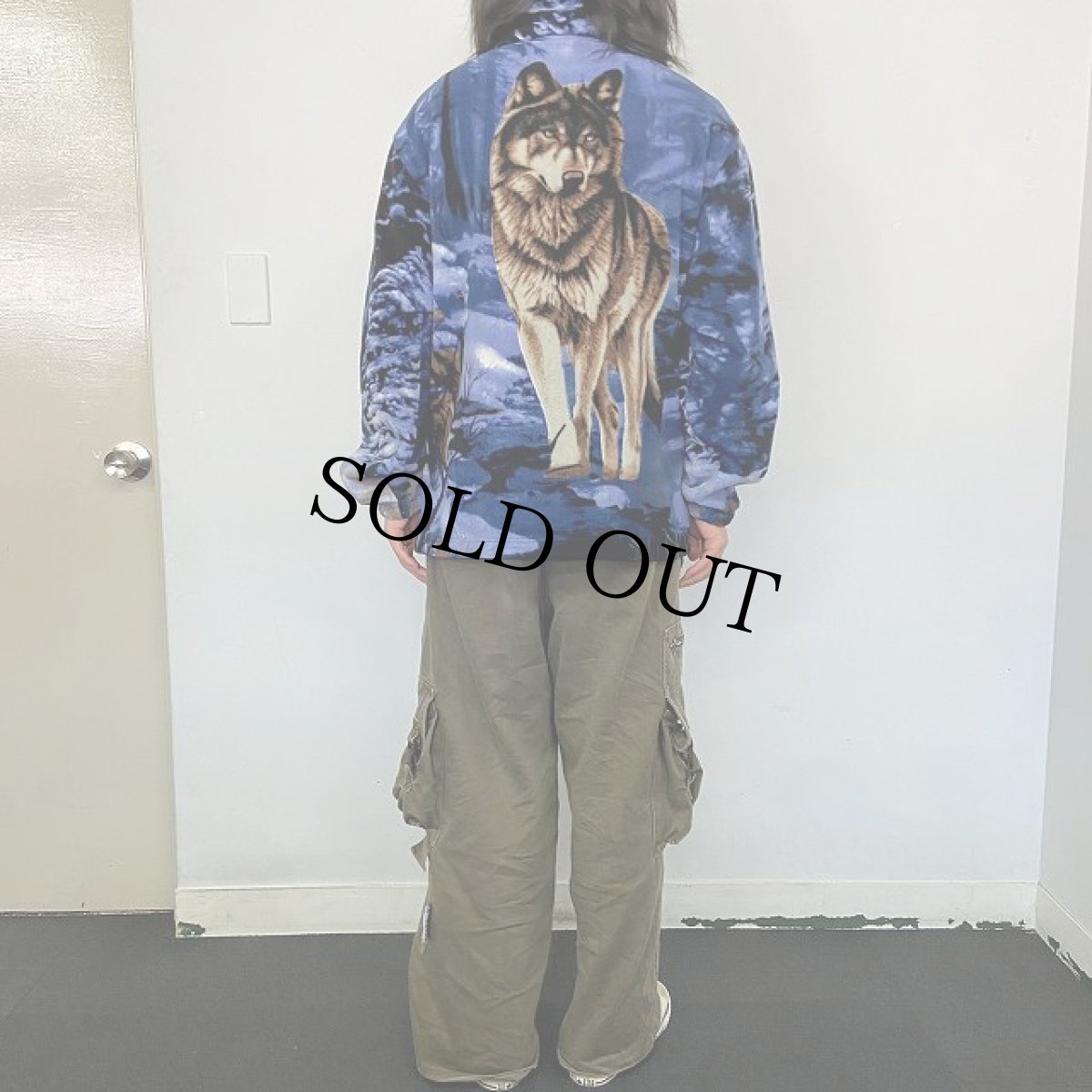 画像4: TRAIL CREST オオカミ柄フリースジャケット XL (4)