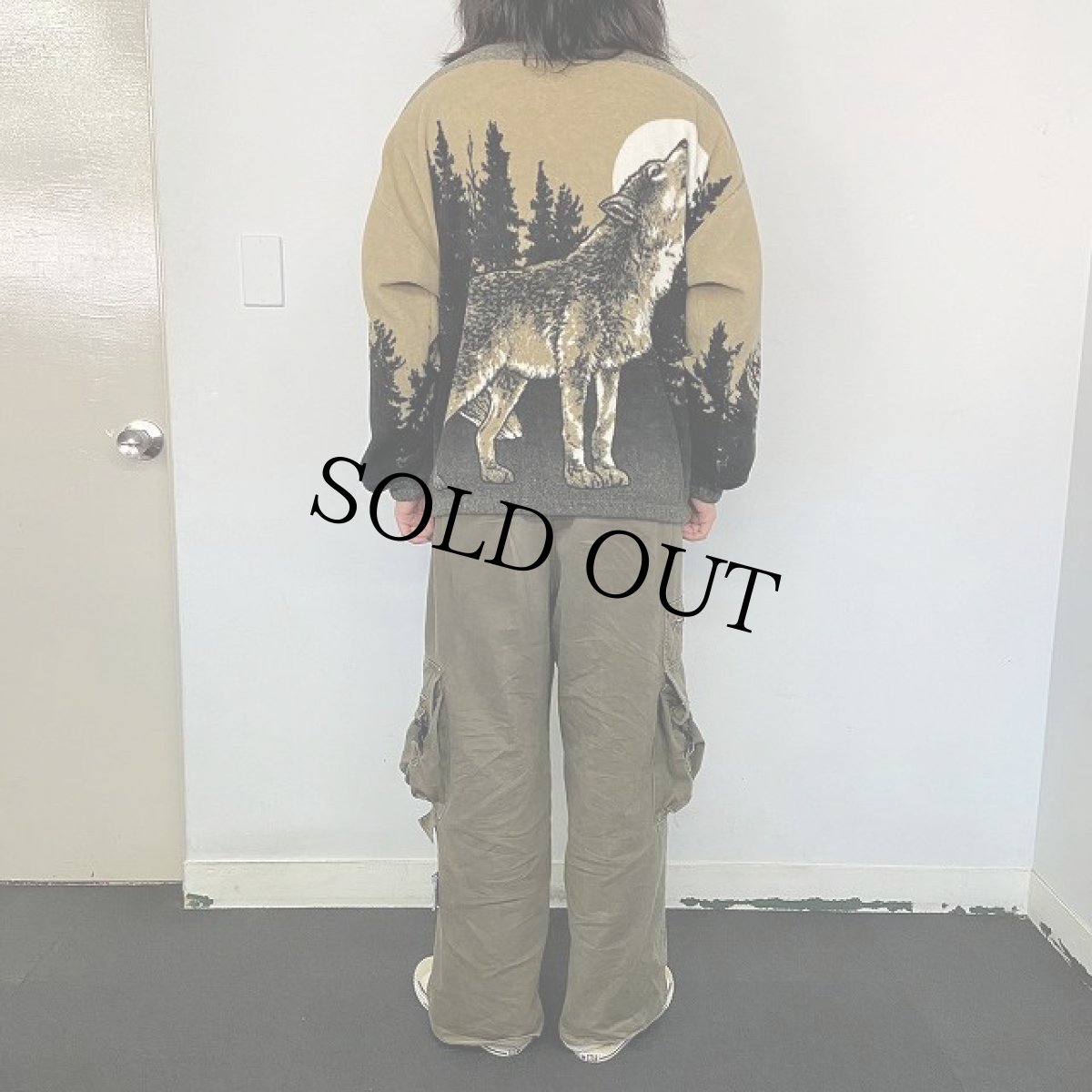 画像4: USA製 オオカミ柄フリースジャケット M (4)