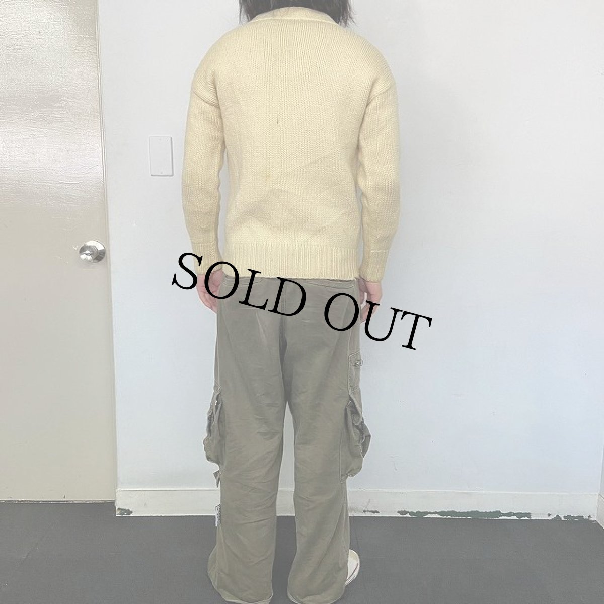 画像4: 40's フェルトワッペン レタードニットセーター (4)