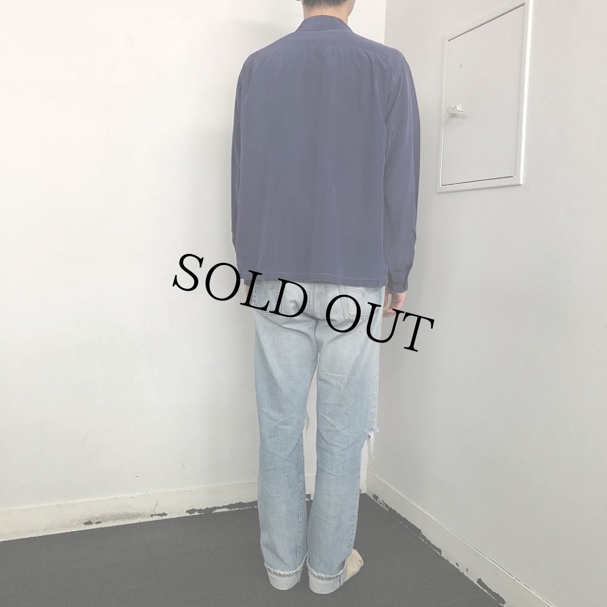 画像4: 40〜50's ナイロン×アセテート オープンカラーシャツ L (4)