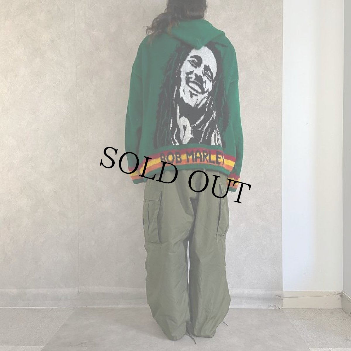 画像5: Bob Marley エクアドル製 シャギーニットパーカー XL (5)