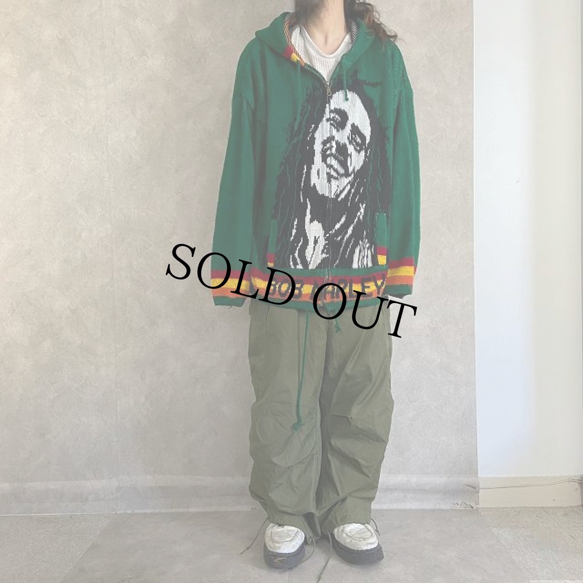 画像3: Bob Marley エクアドル製 シャギーニットパーカー XL (3)