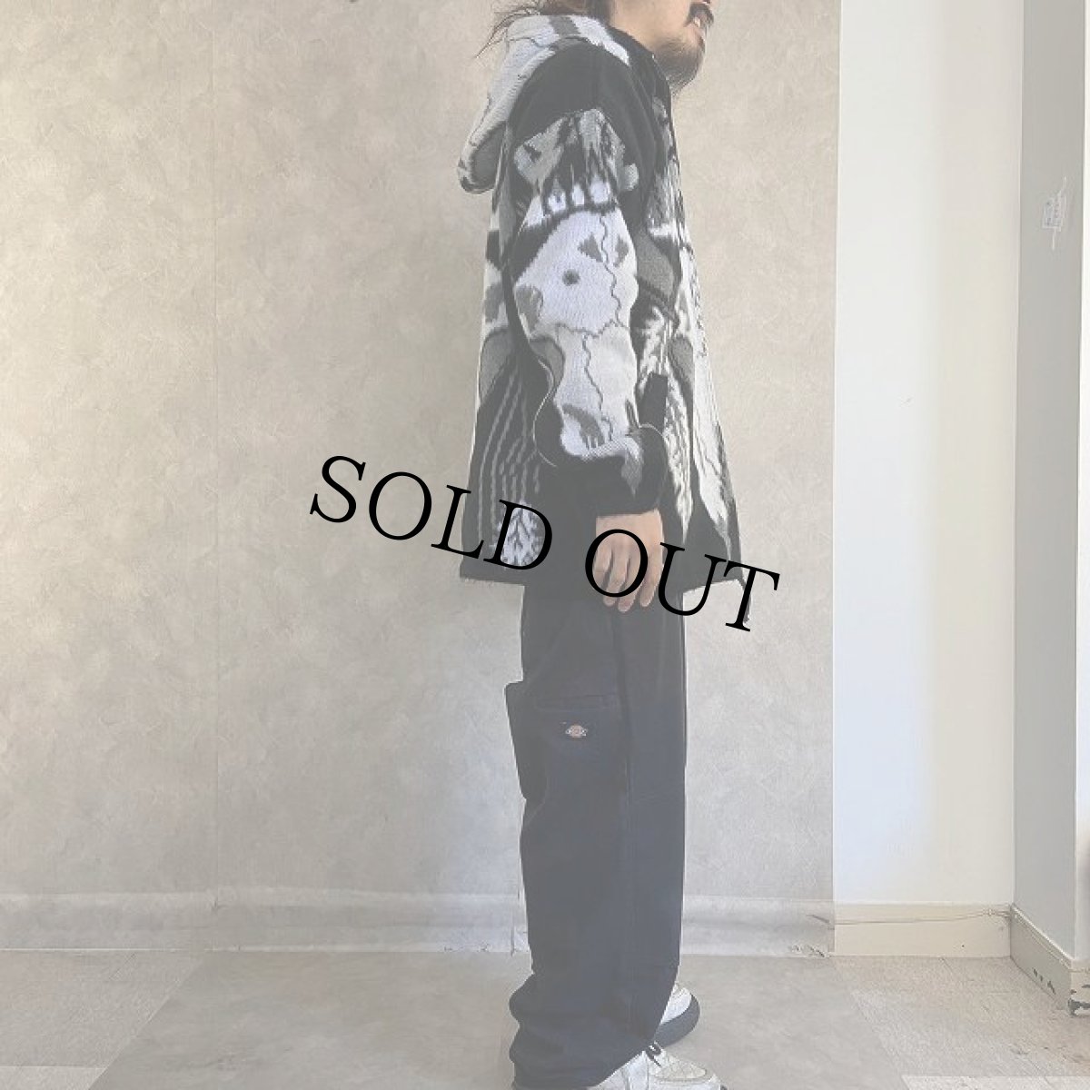 画像4: エクアドル製 水牛柄 シャギーニットパーカー XL (4)