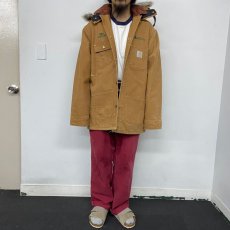 画像2: 〜90's Carhartt USA製 ダック地 内キルティング ミシガンチョアコート フード付き LARGE TALL (2)