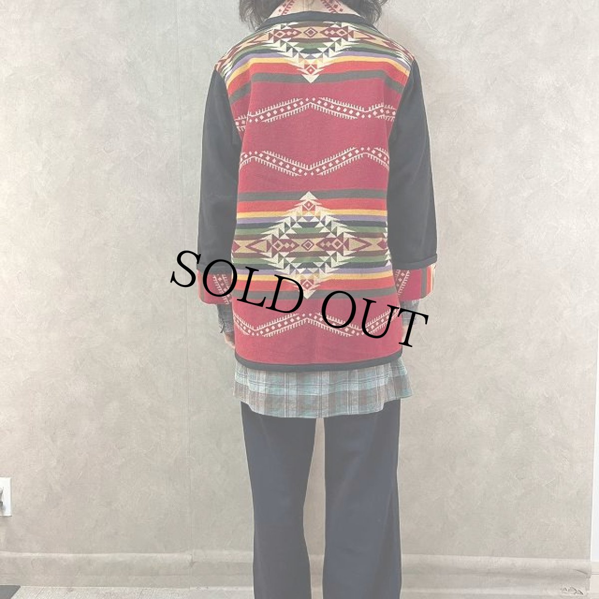 画像5: VINTAGE ネイティブ柄 コンチョボタン リバーシブル ウールラグジャケット (5)